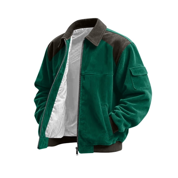 Bomber Jacket Men Zip Up Lightweight Corduroy Jackets Casual Stylish Fall Winter Coats Windbreaker Clothing with Pockets Army Green M