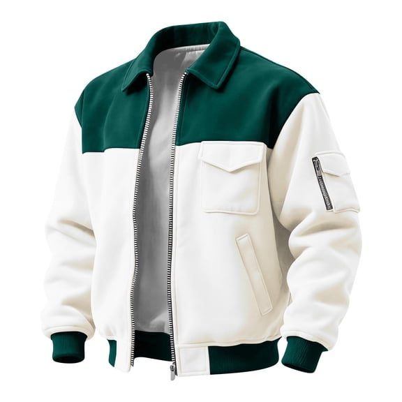 Bomber Jacket Men Zip Up Lightweight Jackets Casual Stylish Fall Winter Coats Windbreaker Clothing with Pockets White L