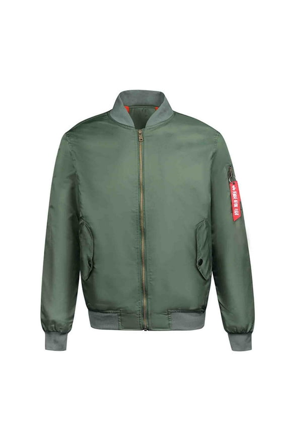 Bomber Jacket Mens Full Zip Up Varsity Jacket Pockets Lightweight Soft-shell Zipper Long Sleeve Track Outwear (2XL, Army Green)