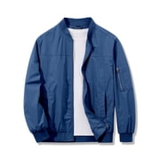 Bomber Jacket Mens Windproof Casual Windbreaker Softshell Zip Up Fashion Work Dress Winter Coat with Pockets royal blue M