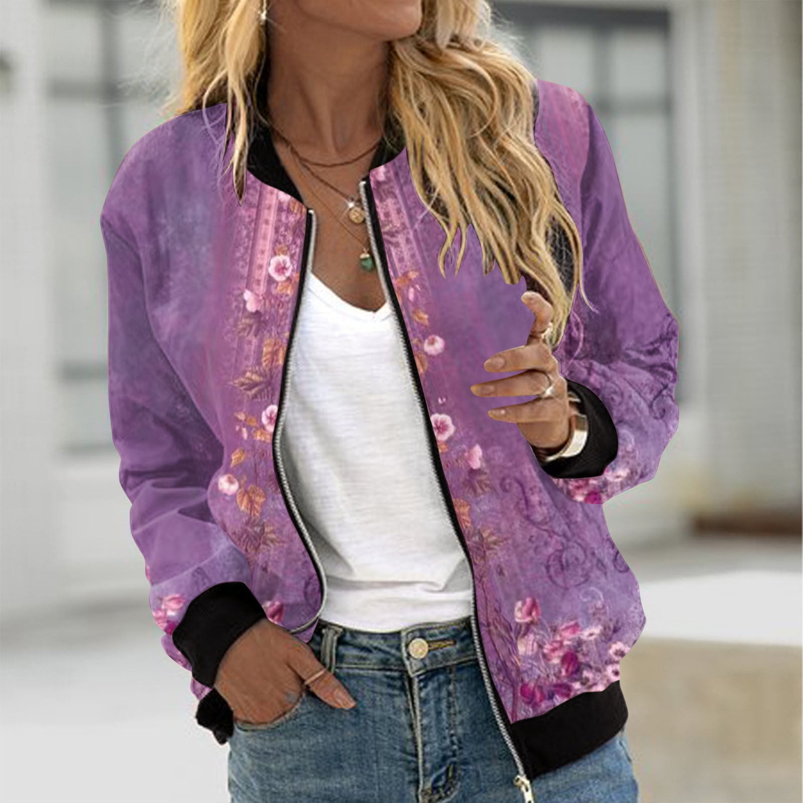 Fashion collar printed small hotsell coat