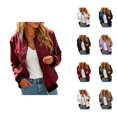 thumbnail image 1 of Bomber Jacket Women Fall Lightweight Long Sleeve Relaxed Fit Casual Zip Up Jackets Outerwear with Pockets, 1 of 6