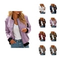 thumbnail image 1 of Bomber Jacket Women Fall Lightweight Long Sleeve Relaxed Fit Casual Zip Up Jackets Outerwear with Pockets, 1 of 6