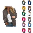 thumbnail image 1 of Bomber Jacket Women Lightweight Long Sleeve Loose Casual Zip Up Baseball Jackets Fall Coat Outerwear, 1 of 6
