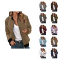thumbnail image 1 of Bomber Jacket Women Lightweight Long Sleeve Loose Casual Zip Up Jackets with Pockets Fall Coat Outerwear, 1 of 7