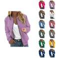 thumbnail image 1 of Bomber Jacket Women Long Sleeve Casual Plain Zip Up Jackets with Pockets Lightweight Fall Coat Outerwear, 1 of 6