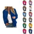 thumbnail image 1 of Bomber Jacket Women Long Sleeve Casual Plain Zip Up Jackets with Pockets Lightweight Fall Coat Outerwear, 1 of 6
