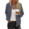 thumbnail image 1 of Bomber Jacket Women Sevevn Women's Bomber Jacket Casual Polka Dot Print Long Sleeve Pocket Zipper Sweatshirts Coat, 1 of 6