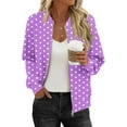 thumbnail image 1 of Bomber Jacket Women Sevevn Women's Bomber Jacket Casual Polka Dot Print Long Sleeve Pocket Zipper Sweatshirts Coat, 1 of 6