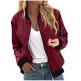 thumbnail image 1 of Bomber Jacket Women Sevevn Women's Lightweigt Jacket Casual Solid Color Pocket Zipper Jacket Coat, 1 of 6