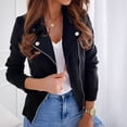 thumbnail image 1 of Bomber Jacket Women Solid Color Fitted Lapel Long Sleeve Zip Up Short Jacket For A Sleek Everyday Look Light Jackets For Women, 1 of 7