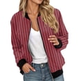 thumbnail image 1 of Bomber Jacket Women, Yigetop Bomberjacke Damen Kurze Blouson Jacke Casual Pilotenjacke Langarm Outwear Zip Up Solid Leichte Coat Sweatjacke Women Bomber Jacket Red M, 1 of 5