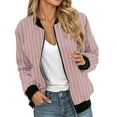 thumbnail image 1 of Bomber Jacket Women, Yigetop Bomberjacke Damen Kurze Blouson Jacke Casual Pilotenjacke Langarm Outwear Zip Up Solid Leichte Coat Sweatjacke Women Bomber Jacket Pink 2XL, 1 of 5
