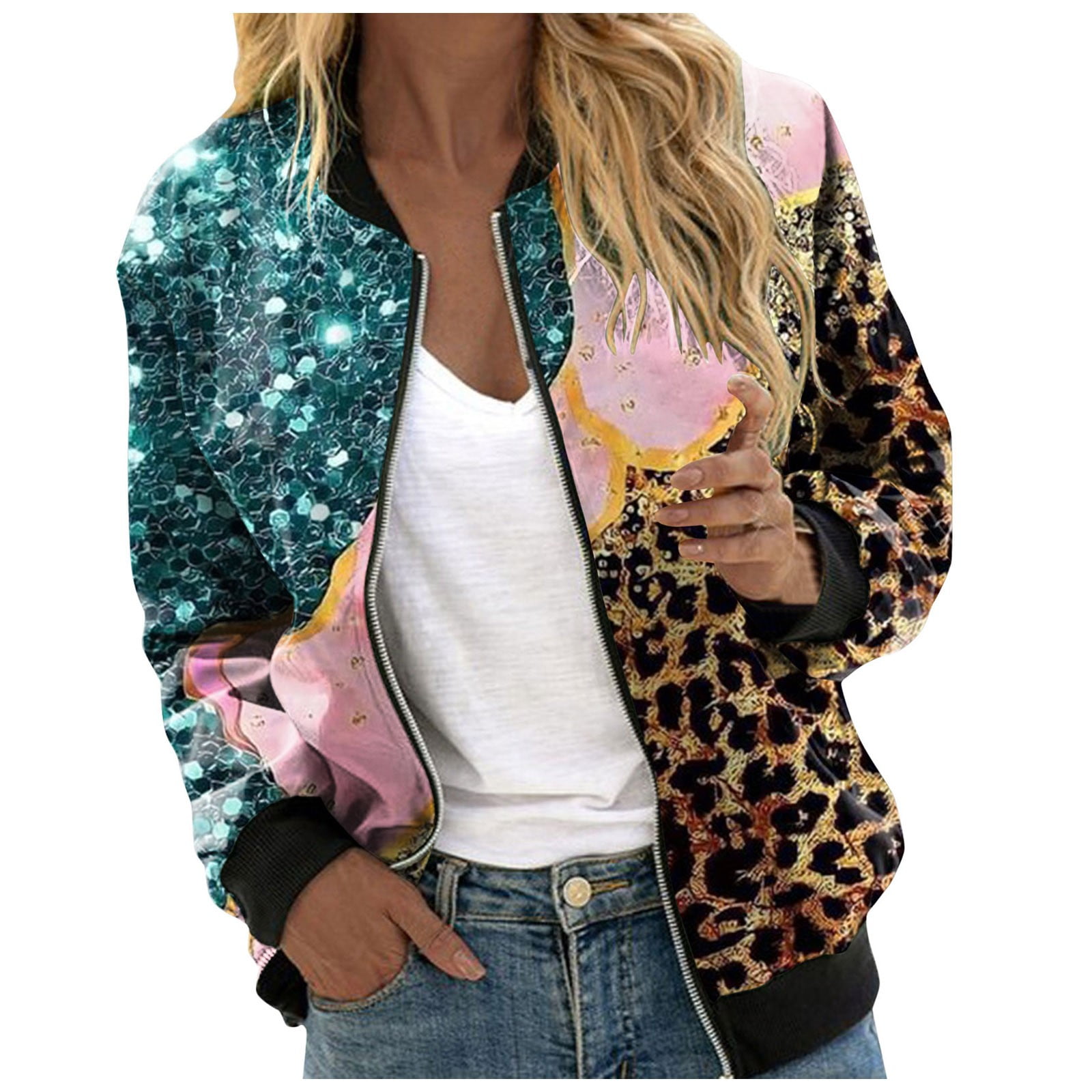 Corgi Pattern Print Women Casual Bomber Jacket