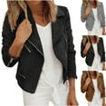 thumbnail image 1 of Bomber Jacket Women's Casual Long Sleeve Solid Zip Up Lapel Coat Crop Bomber Jacket with Pocket Winter Coats for Women Winter Jackets for Women Cropped Jacket BlackS, 1 of 3