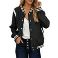 thumbnail image 1 of Bomber Jacket, Yigetop Womens Casual Long Sleeve Jacket Coats Button Winter Outwear with Pockets Jackets for Women Trendy Black L, 1 of 8