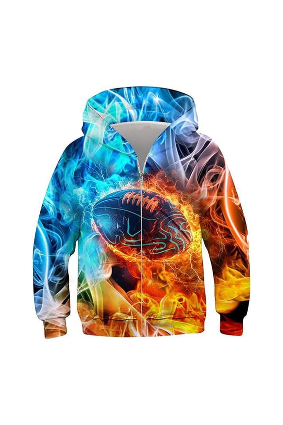 Bomber Jackets for Kids Boys Zip Up Hoodies Kids 3D Graphic Hoody Sweatshirt Zipper Pullover with Pockets Outerwear Jacket Coat 13-14 Years