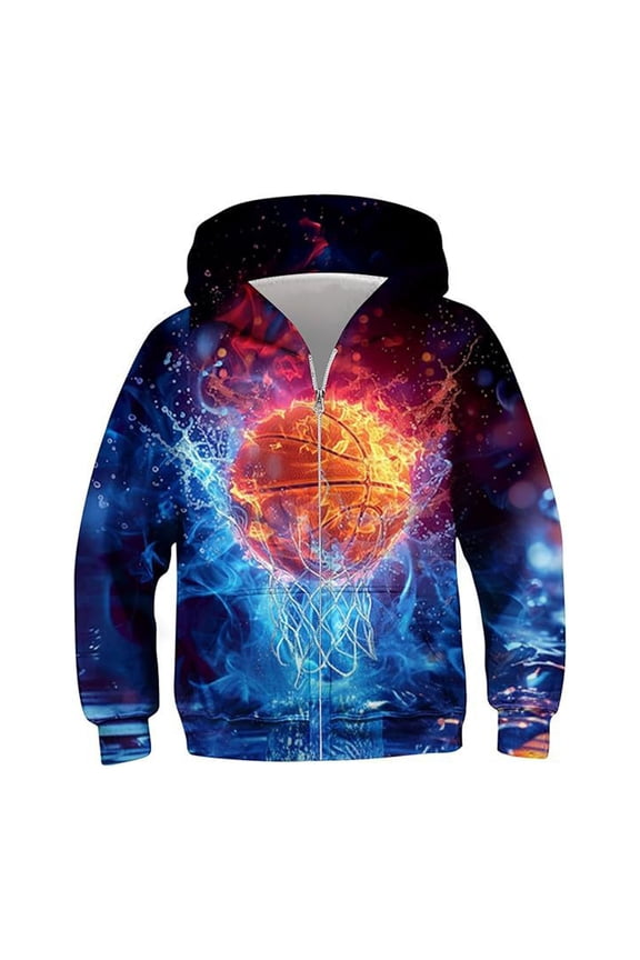 Bomber Jackets for Kids Boys Zip Up Hoodies Kids 3D Graphic Hoody Sweatshirt Zipper Pullover with Pockets Outerwear Jacket Coat 5-6 Years