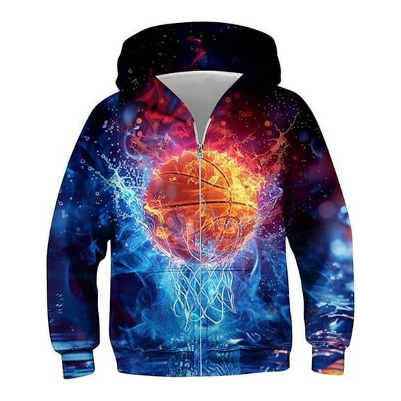 Bomber Jackets for Kids Boys Zip Up Hoodies Kids 3D Graphic Hoody Sweatshirt Zipper Pullover with Pockets Outerwear Jacket Coat 5-6 Years