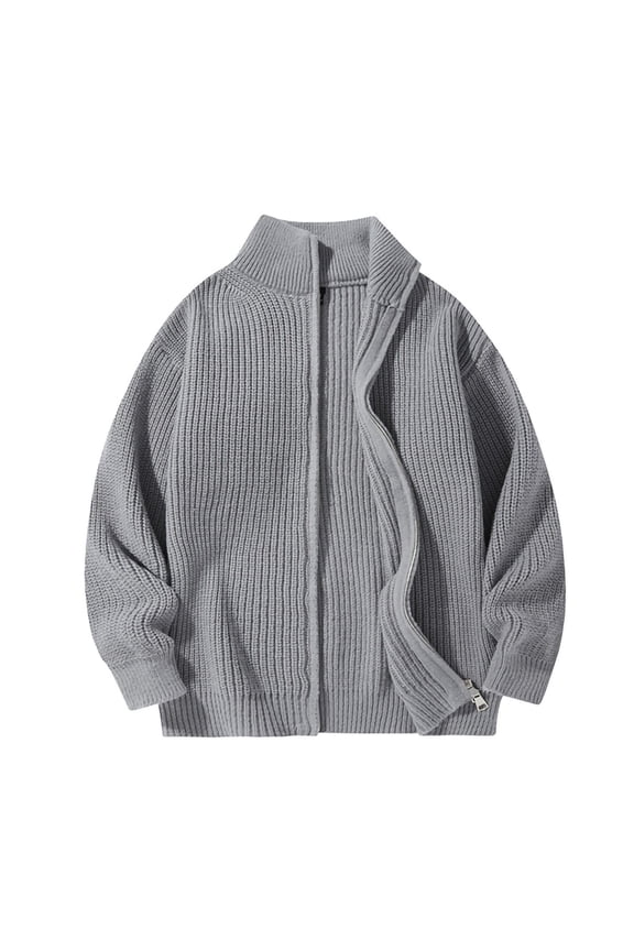Bomber Jackets for Men Ribbed Sweater Zip Up Mock Neck Knitting Cotton Cozy Fall Winter Cardigans