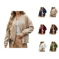 thumbnail image 1 of Bomber Jackets for Women 2025 Fall Long Sleeve Jacquard Lightweight Zip Up Casual Jackets Coat with Pockets Outerwear, 1 of 6