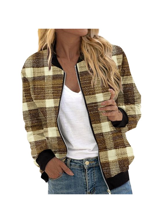 Bomber Jackets for Women Winter Fashion Coats Lightweight Zip Up Jackets Dressy Casual