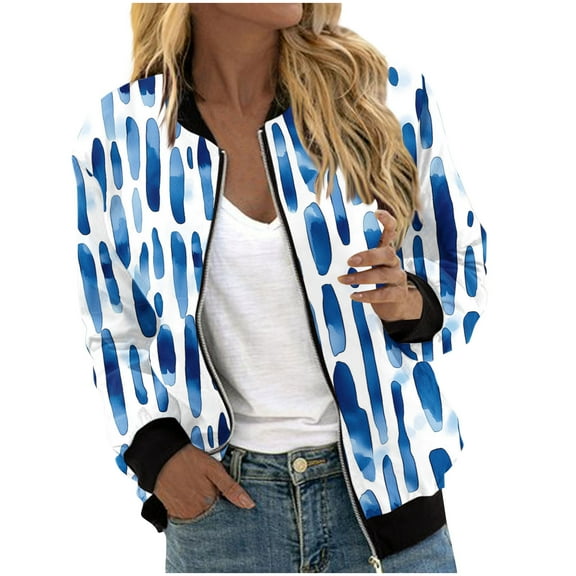 Bomber Jackets for Women Winter Fashion Cute Printed Coats Lightweight Zip Up Jackets Dressy Casual