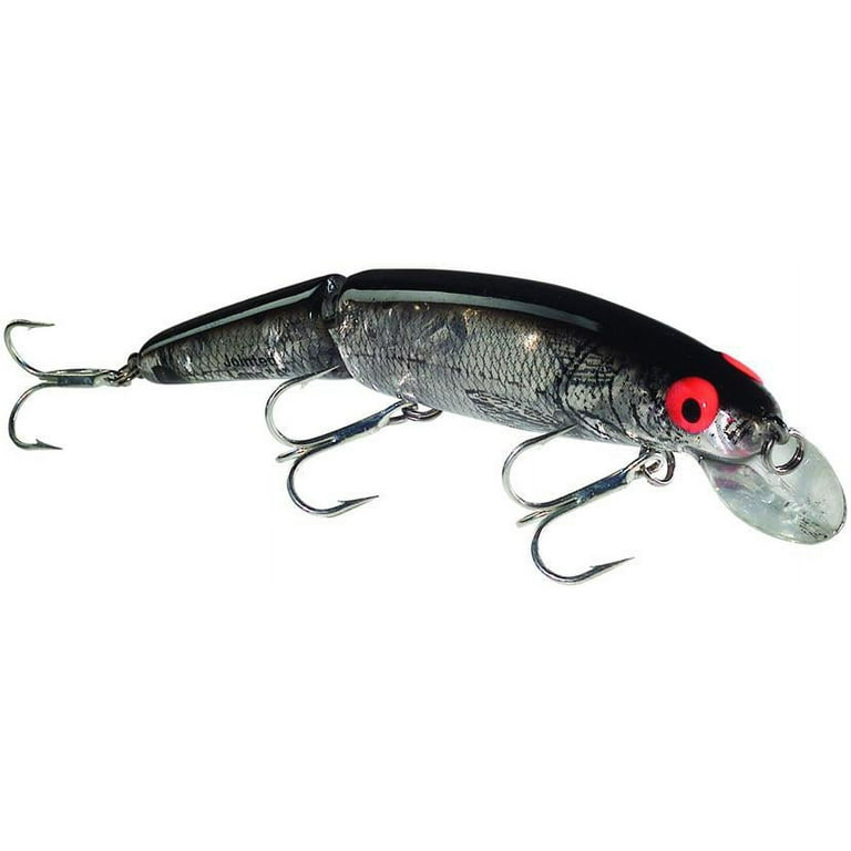 Bomber Jointed Long 15A Slender Minnow Lure, 4 1/2in, 5/8oz, Silver Prism  Black