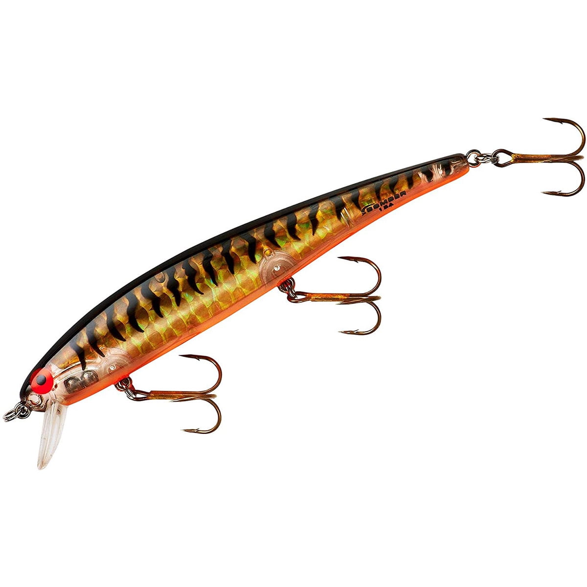 Bomber Jointed Long Crankbait, Gold Prism Black Orange