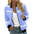 thumbnail image 1 of Bomber Lightweight Jackets Zip Up Casual Spring Fall Coat Jacket Womens Fashion Print Windbreaker with Pockets (2XL, Light Blue), 1 of 5