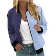 thumbnail image 1 of Bomber Lightweight Jackets Zip Up Casual Spring Fall Coat Jacket Womens Fashion Print Windbreaker with Pockets (L, Navy), 1 of 5