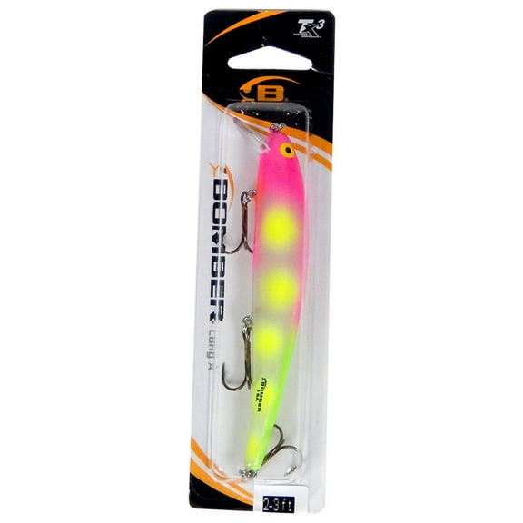 Bomber Long 15 a 15a Walleye Salmon Crankbait Pink & Yellow Lure B15A-454 New