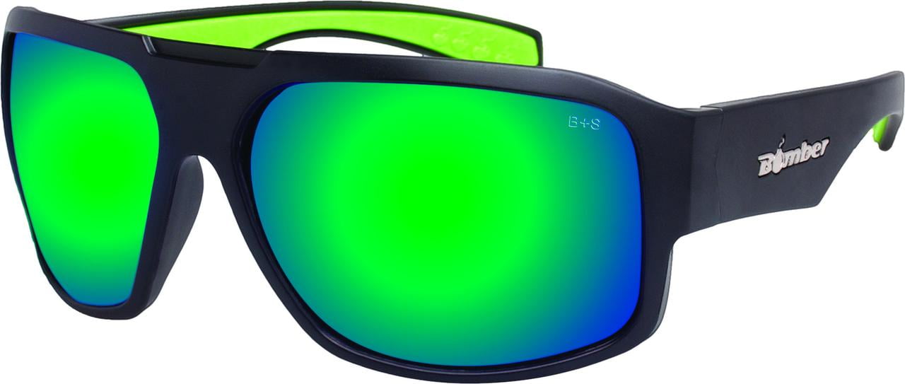 Bomber Mega Bomb Safety Floating Sunglasses (OSFM, Matte Black / Green Mirror Lens)