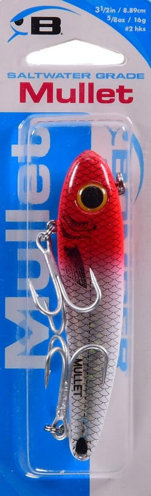 Bomber Mullet Lipless Crankbait 3 1/2" Red Head Flash 5/8 oz.