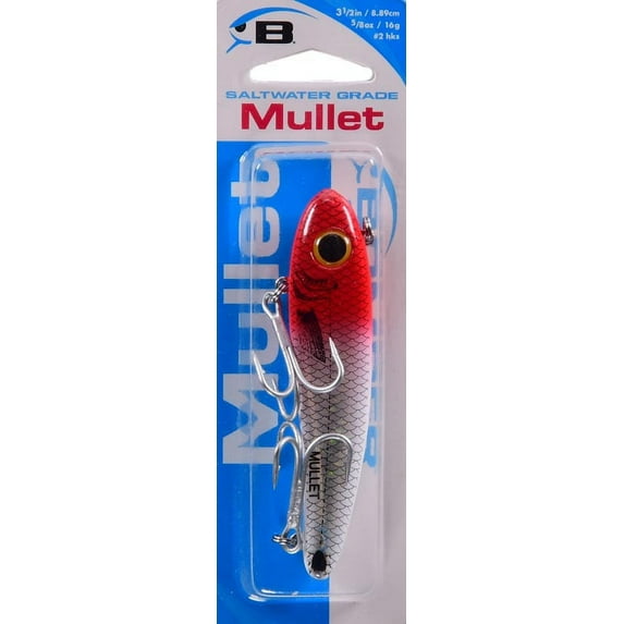 Bomber Mullet Lipless Crankbait 3 1/2" Red Head Flash 5/8 oz.
