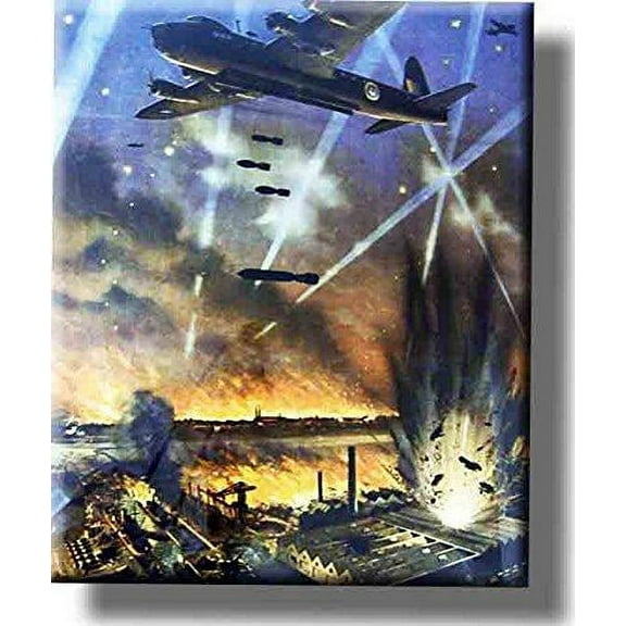 Bomber Plane War Picture on Stretched Canvas, Wall Art decor, Ready to Hang!