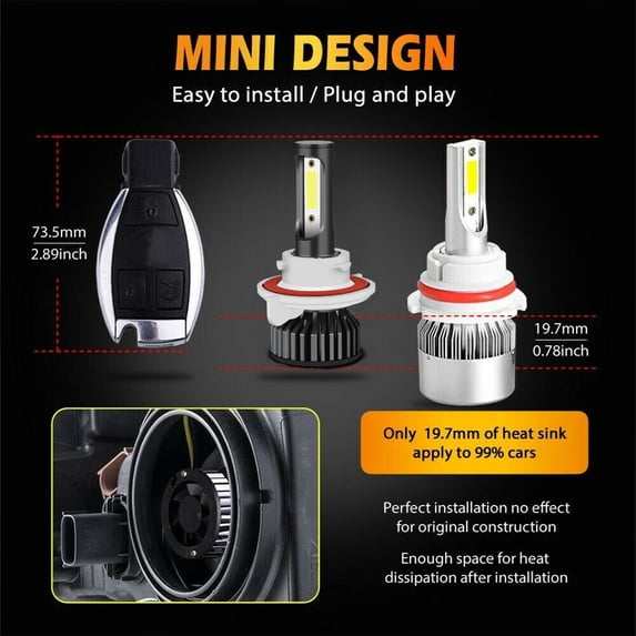 Bombillas LED para faros delanteros Dodge RAM 1500 2500 3500 (2006-2009) H13/9008 de haz alto y bajo + 9006/HB4 de 6500 K, 2 faros delanteros con visión nocturna de conducción rápida, paquete de 4