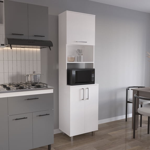 Bombona 80" High Double Cabinet Kitchen Pantry with Six Spacious Shelves, Appliance Storage