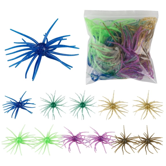 Bombrooster 12-Pack Assorted Color Sea Urchin Bass Lures, Glitter PET Soft Baits for Drop Shot, Wacky Rig, Ned Rig, Sizes 1.5 / 2.75 / 3.5 / 4 in