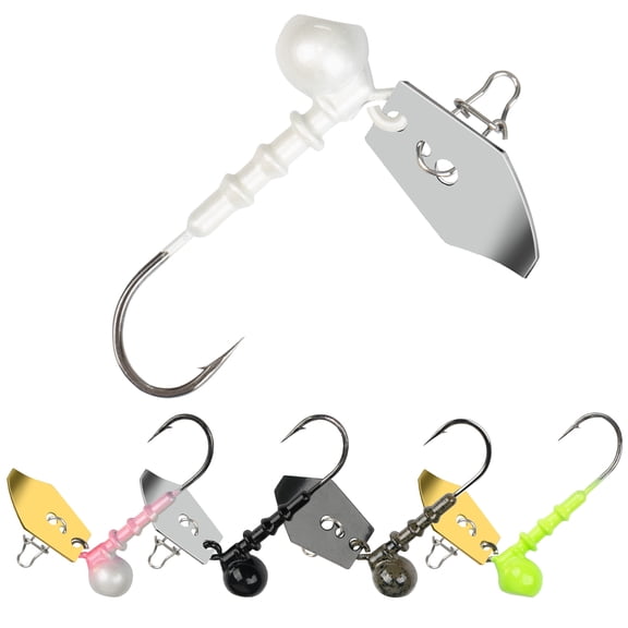 Bombrooster 5 Pack DIY Spinner Lure Kit - Jig Head Hooks with Blades for Soft Worms & Wobblers
