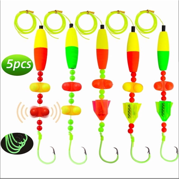 Bombrooster 5 PCS Catfish Rig Fishing Set-Float Rigs with Circle Hooks for Freshwater Casting