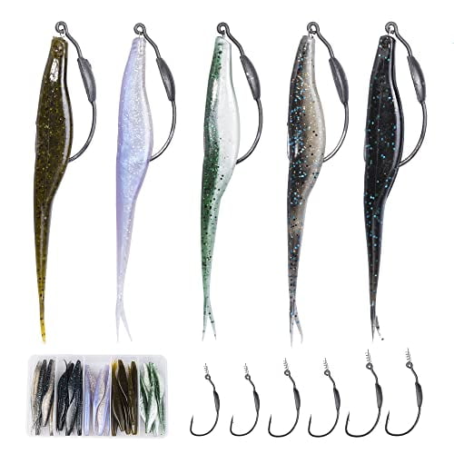 Bombrooster Bass Fishing Lures 5/15/25/30/40pcs Soft Plastic Paddle Tail Swimbait Jerkbait
