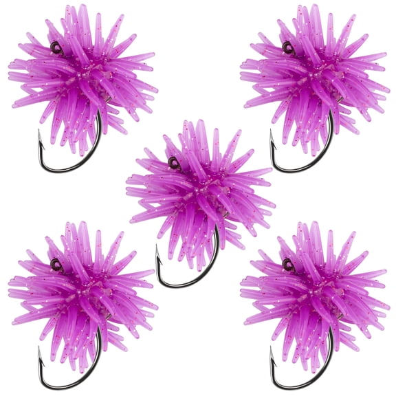 Bombrooster Pre-Rigged Floating Sea Urchin Lures with Hooks – Soft Tentacle Baits for Bass, Available in 5/9/10/15 Packs (1/1.5/2 Inch)