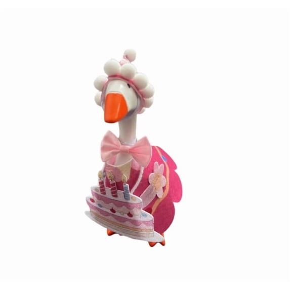 Bomd 7 Inch Desk Goose Outfit, Festive Clothes & Accessories for Desktop Goose Statues, Party Hat, Bow Tie And Birthday Banner, for Office, Home Table Decor And Birthday Gifts,Pink