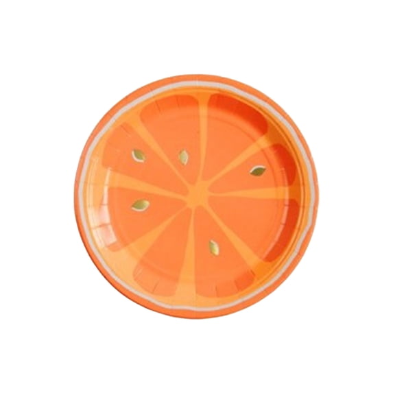 Bomd 8 Pcs Fruit Paper Plates, 7 Inch Fruit Plate Summer Paper Plates Disposable, Fruit Dinner Themed Dessert Tutti Frutti Birthday Party Plates Supplies for Summer Party Birthday,Orange