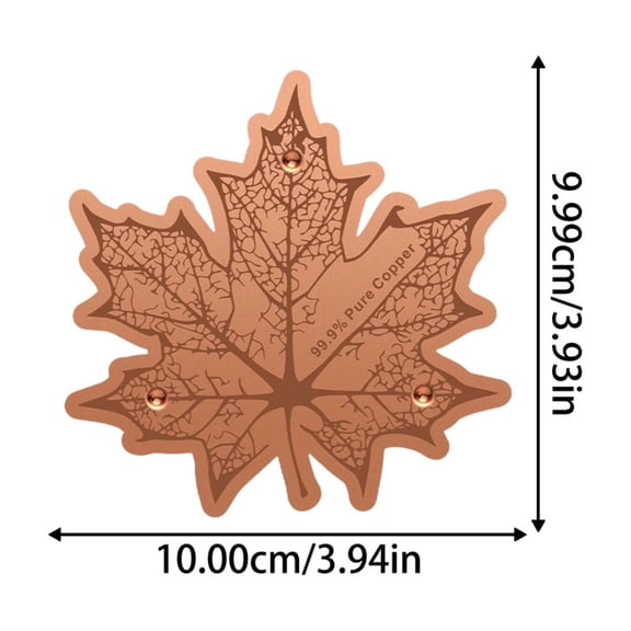 Bomd 99.99% Pure Copper Bird Bath Disk, Decorative Water Purification Disc with Point Supports, All-Season Physical Safe Purifier Plates for Birdbaths, Pet Bowls, Outdoor Ponds (Maple Leaf)