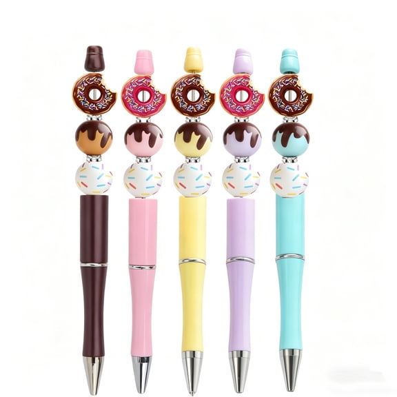 Bomd Beadable Pens 5 Sets Chocolate Theme Ballpoint Pens DIY Making Kit with Silicone Focal Beads Alloy Pendants Assorted Spacer and Tassels (Chocolate Theme)