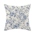 thumbnail image 1 of Bomd Blue Pillow Covers 18x18, Blue and Cream Floral Chinoiserie Throw Pillows, Vintage Rustic Toile Flower Decorative Pillow Cases, Outdoor Chinoiserie Decor Cushion Case for Couch Bed Sofa, 1 of 6