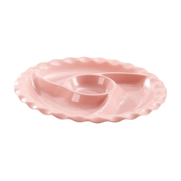 Bomd Compartmentalized Plastic Meal Tray, Multi-Grid Split Design With Scalloped Edge, Separated Compartments Prevent Food Mixing, Tableware For Home Daily Meals, Picnic And Casual Party,Pink