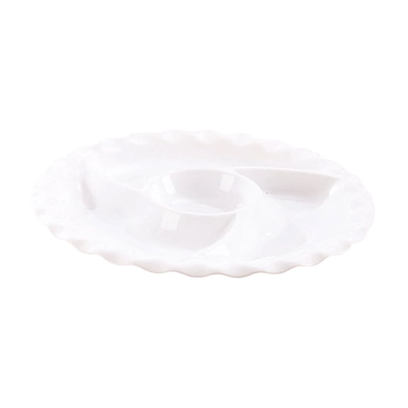 Bomd Compartmentalized Plastic Meal Tray, Multi-Grid Split Design With Scalloped Edge, Separated Compartments Prevent Food Mixing, Tableware For Home Daily Meals, Picnic And Casual Party,White